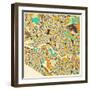 Melbourne Map-Jazzberry Blue-Framed Art Print