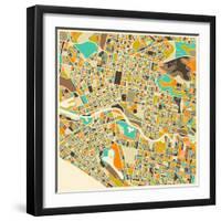 Melbourne Map-Jazzberry Blue-Framed Art Print