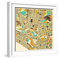 Melbourne Map-Jazzberry Blue-Framed Art Print