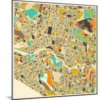 Melbourne Map-Jazzberry Blue-Mounted Art Print