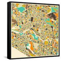 Melbourne Map-Jazzberry Blue-Framed Stretched Canvas