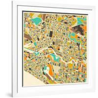 Melbourne Map-Jazzberry Blue-Framed Art Print