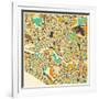 Melbourne Map-Jazzberry Blue-Framed Art Print