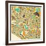 Melbourne Map-Jazzberry Blue-Framed Art Print