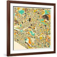 Melbourne Map-Jazzberry Blue-Framed Art Print