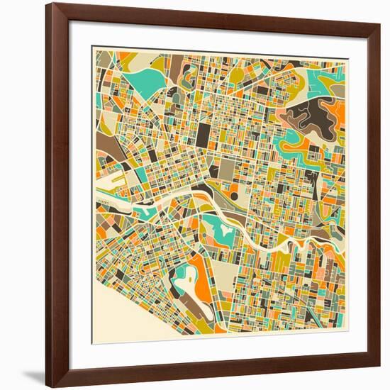 Melbourne Map-Jazzberry Blue-Framed Art Print