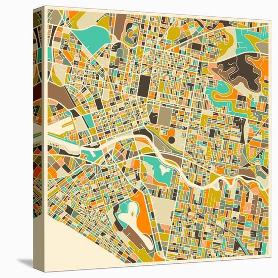 Melbourne Map-Jazzberry Blue-Stretched Canvas