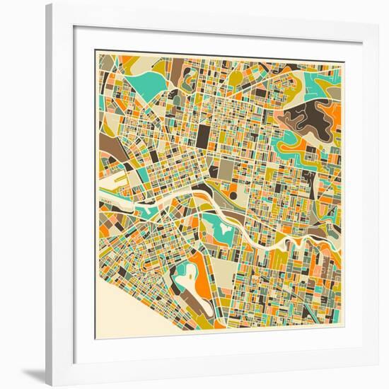 Melbourne Map-Jazzberry Blue-Framed Art Print