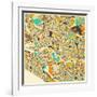 Melbourne Map-Jazzberry Blue-Framed Art Print