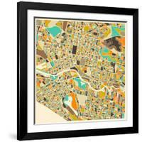 Melbourne Map-Jazzberry Blue-Framed Art Print