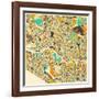 Melbourne Map-Jazzberry Blue-Framed Art Print