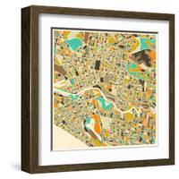 Melbourne Map-Jazzberry Blue-Framed Art Print