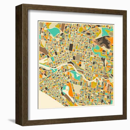 Melbourne Map-Jazzberry Blue-Framed Art Print