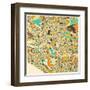 Melbourne Map-Jazzberry Blue-Framed Art Print