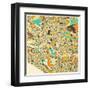 Melbourne Map-Jazzberry Blue-Framed Art Print