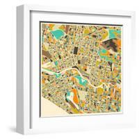 Melbourne Map-Jazzberry Blue-Framed Art Print