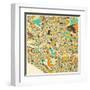 Melbourne Map-Jazzberry Blue-Framed Art Print