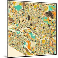 Melbourne Map-Jazzberry Blue-Mounted Art Print