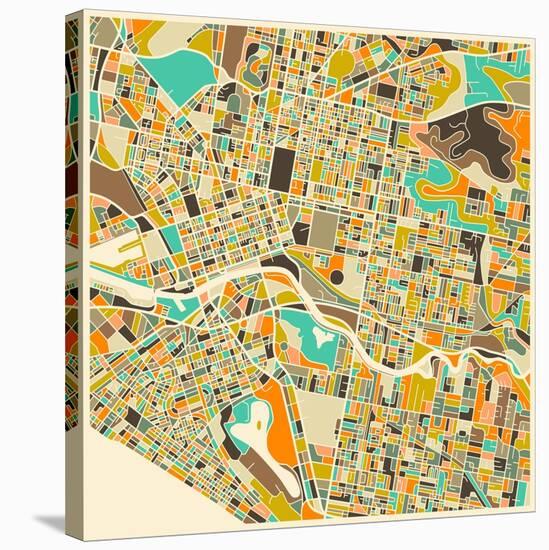 Melbourne Map-Jazzberry Blue-Stretched Canvas