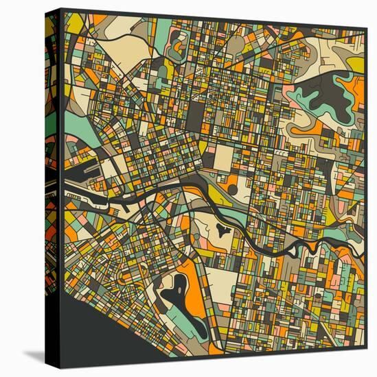 Melbourne Map-Jazzberry Blue-Stretched Canvas