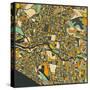 Melbourne Map-Jazzberry Blue-Stretched Canvas