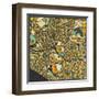 Melbourne Map-Jazzberry Blue-Framed Art Print