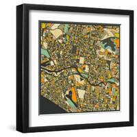 Melbourne Map-Jazzberry Blue-Framed Art Print