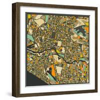 Melbourne Map-Jazzberry Blue-Framed Art Print