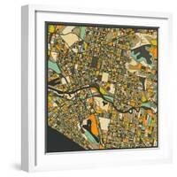 Melbourne Map-Jazzberry Blue-Framed Art Print