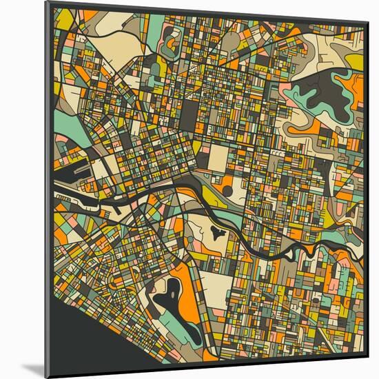 Melbourne Map-Jazzberry Blue-Mounted Art Print