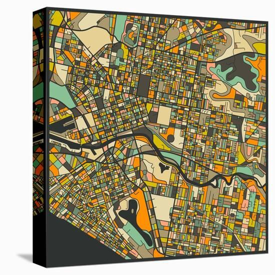 Melbourne Map-Jazzberry Blue-Stretched Canvas