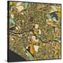 Melbourne Map-Jazzberry Blue-Stretched Canvas