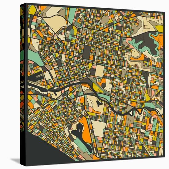 Melbourne Map-Jazzberry Blue-Stretched Canvas