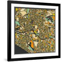 Melbourne Map-Jazzberry Blue-Framed Art Print