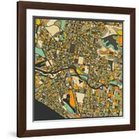 Melbourne Map-Jazzberry Blue-Framed Art Print