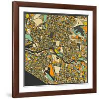 Melbourne Map-Jazzberry Blue-Framed Art Print