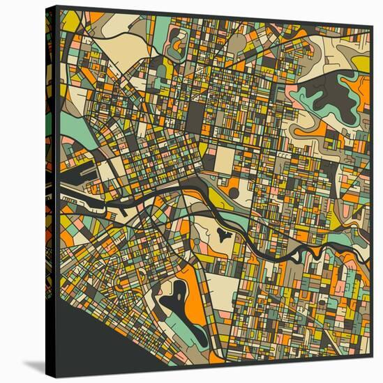 Melbourne Map-Jazzberry Blue-Stretched Canvas