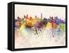 Melbourne Skyline in Watercolor Background-paulrommer-Framed Stretched Canvas