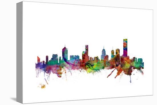 Melbourne Skyline-Michael Tompsett-Stretched Canvas