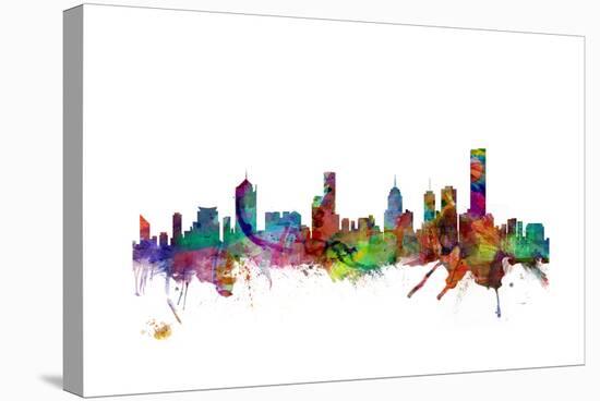 Melbourne Skyline-Michael Tompsett-Stretched Canvas