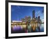 Melbourne Southbank Skyline, Eureka Tower and Hamer Hall over the Yarra River at Twilight-Cahir Davitt-Framed Photographic Print