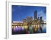 Melbourne Southbank Skyline, Eureka Tower and Hamer Hall over the Yarra River at Twilight-Cahir Davitt-Framed Photographic Print