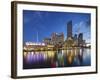 Melbourne Southbank Skyline, Eureka Tower and Hamer Hall over the Yarra River at Twilight-Cahir Davitt-Framed Photographic Print