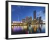 Melbourne Southbank Skyline, Eureka Tower and Hamer Hall over the Yarra River at Twilight-Cahir Davitt-Framed Photographic Print