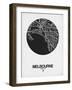 Melbourne Street Map Black on White-NaxArt-Framed Art Print