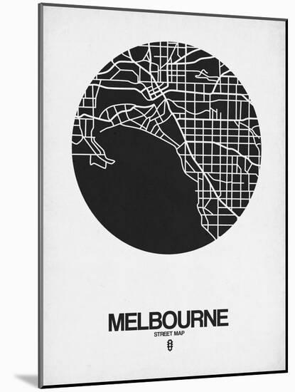 Melbourne Street Map Black on White-NaxArt-Mounted Art Print