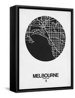 Melbourne Street Map Black on White-NaxArt-Framed Stretched Canvas