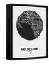 Melbourne Street Map Black on White-NaxArt-Framed Stretched Canvas