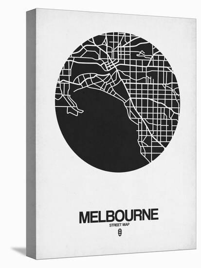 Melbourne Street Map Black on White-NaxArt-Stretched Canvas