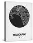 Melbourne Street Map Black on White-NaxArt-Stretched Canvas